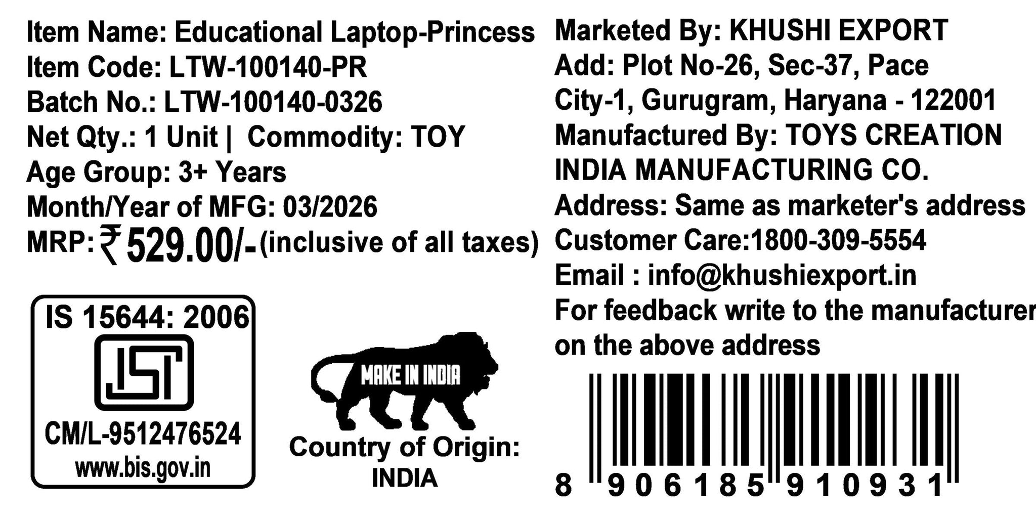 Kriiddaank Princess Educational Laptop for Kids