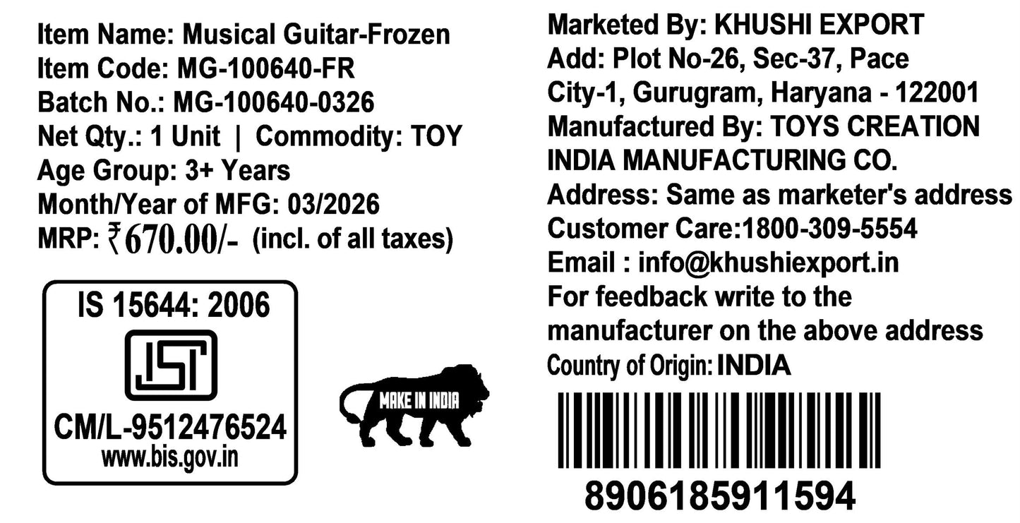 Kriiddaank Frozen Theme Musical Guitar for Kids with Elsa & Anna Blue
