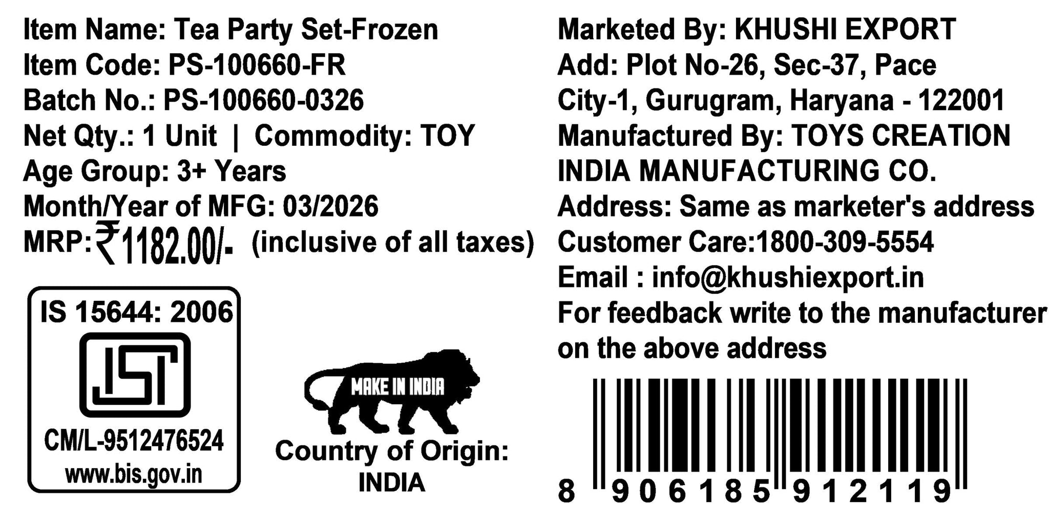 Kriiddaank Frozen Tea Party Set for Girls