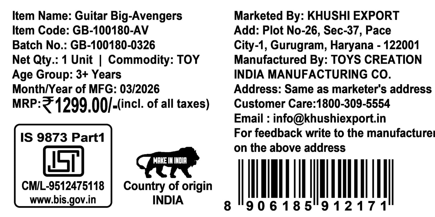 Kriiddaank Marvel Avengers Theme 4-String Guitar Toy for Kids