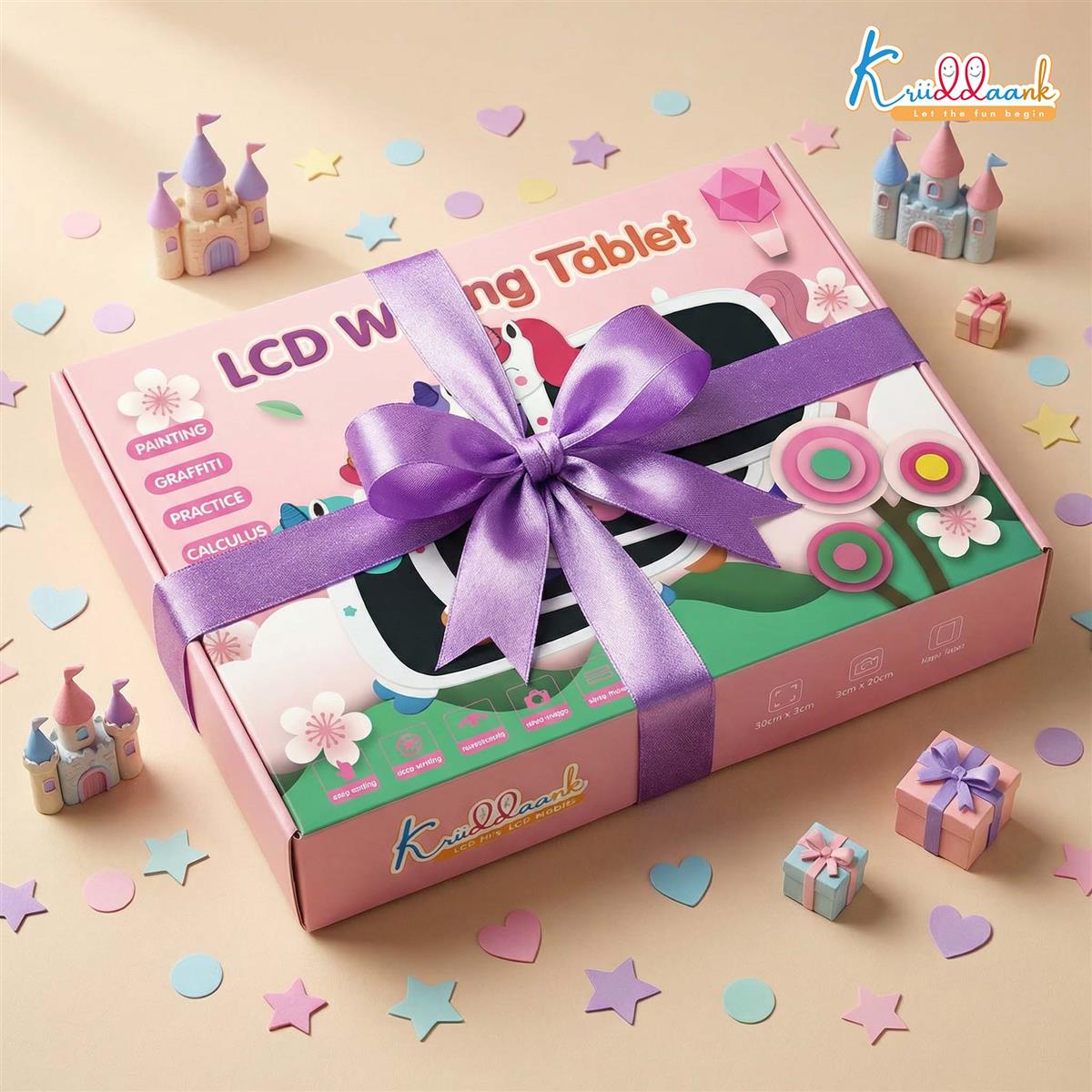 Kriiddaank 8.9" Unicorn LCD Writing Tablet for Kids, White