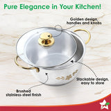 Wonderchef Gold Stanton 2 Pc Casserole Set with Glass Lids, 20 cm/22 cm