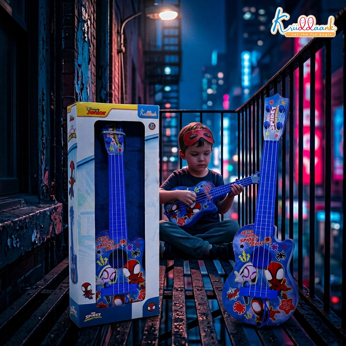 Kriiddaank Spiderman 4-String Small Toy Guitar for Kids