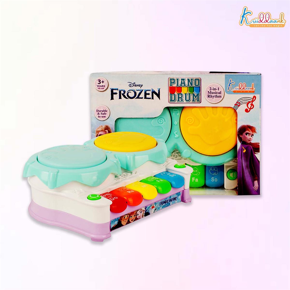 Kriiddaank Frozen Theme Piano Drum - Elsa & Anna 2-in-1 Electronic Music Kit for Kids