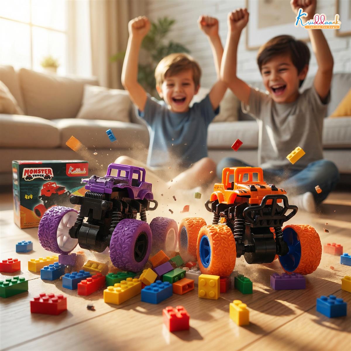 Kriddaank Pack of 2 4x4 Monster Truck for Kids
