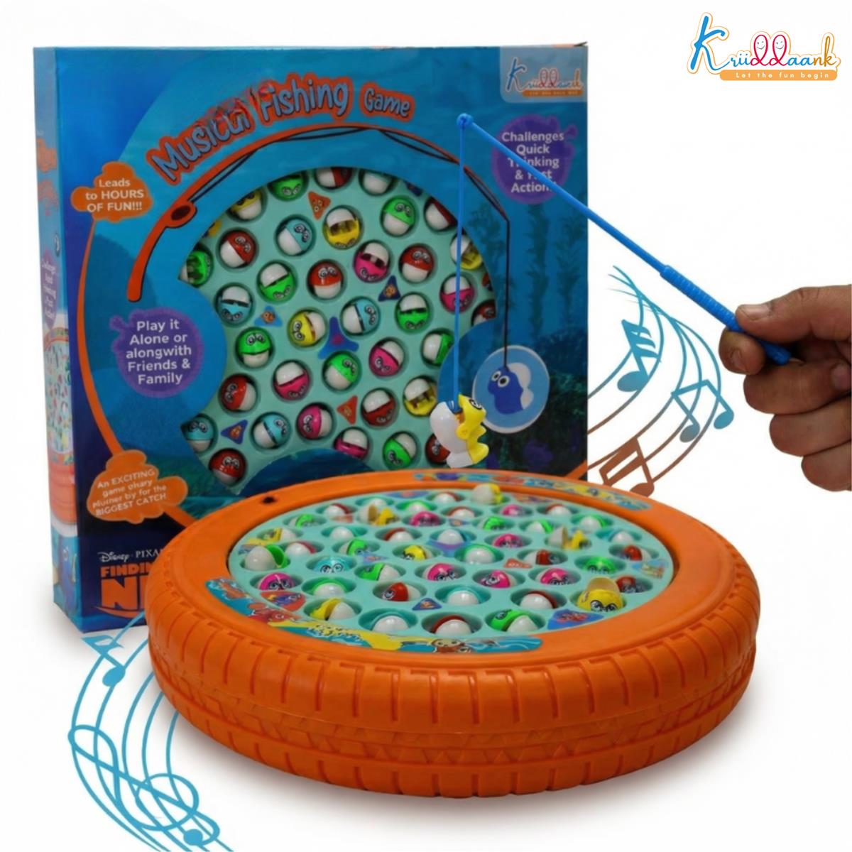 Kriiddaank Nemo Theme Musical Rotating Fishing Game for Kids Orange