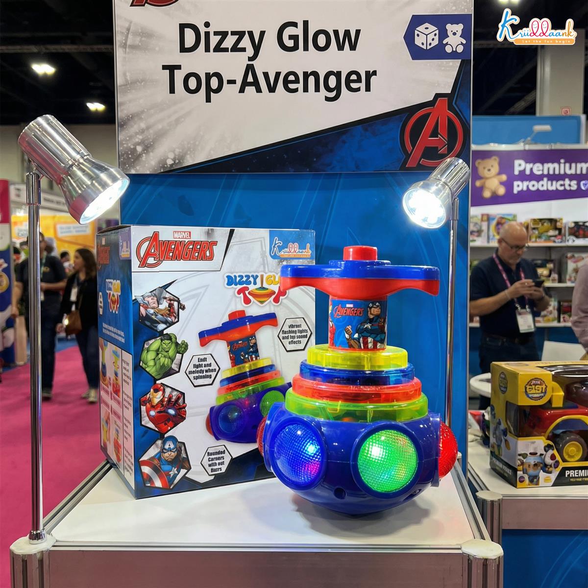 Kriiddaank Avengers Dizzy Glow Top - LED Light Up & Musical Spinning Toy for Kids