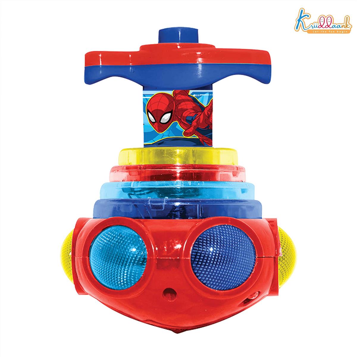 Kriiddaank Dizzy Glow Top - Spiderman Musical Spinning Toy with Vibrant Flashing Lights