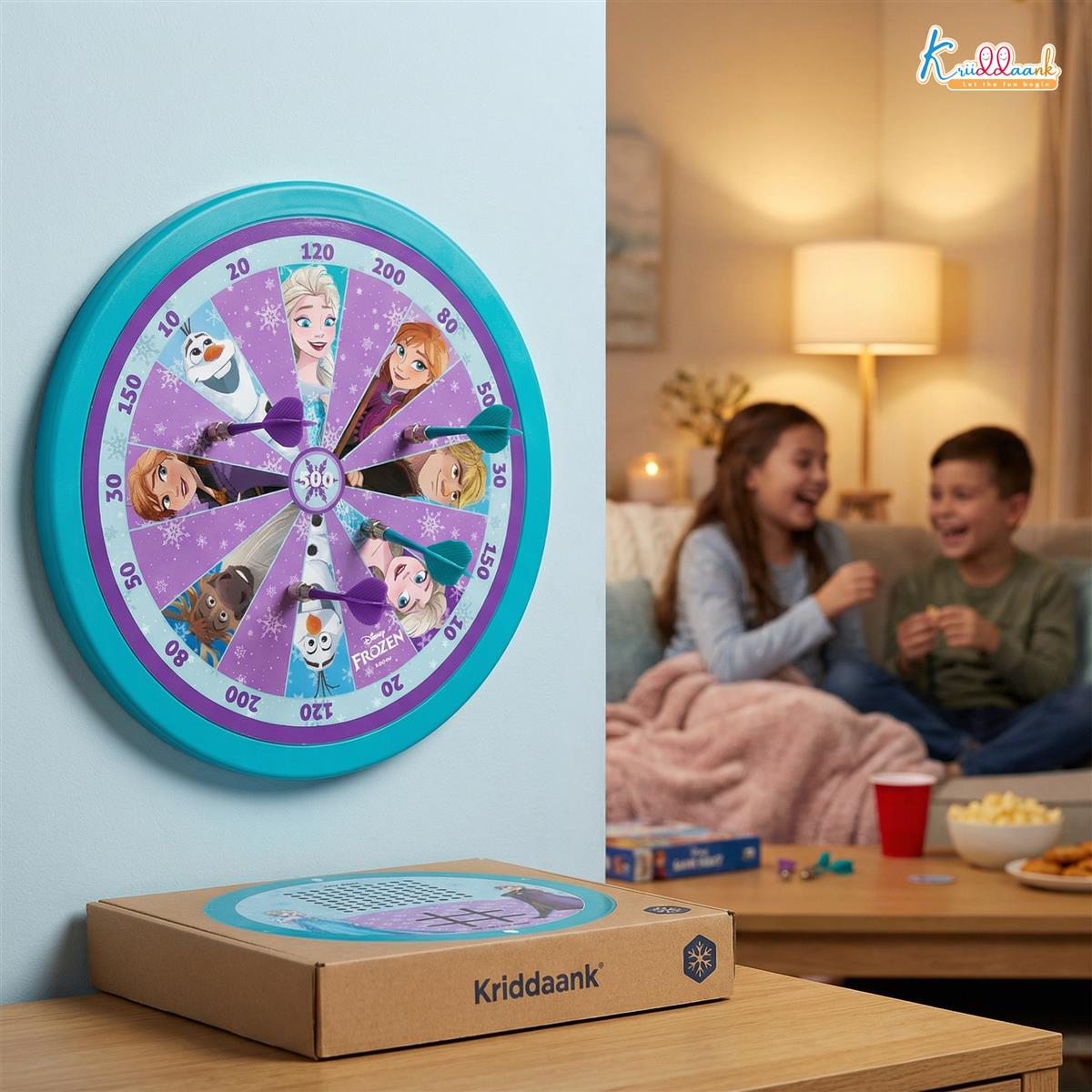 Kriiddaank Frozen 2-in-1 Double Fun Dartboard & Ludo Game for Kids - Safe Indoor Wall Target Shooting Game,