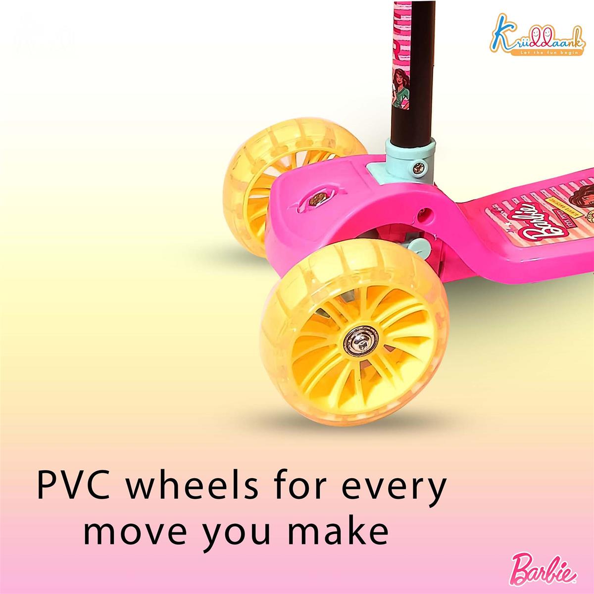 Kriiddaank Barbie Adventure 3-Wheel Kick Scooter for Kids (Ages 3-12), 5-Level