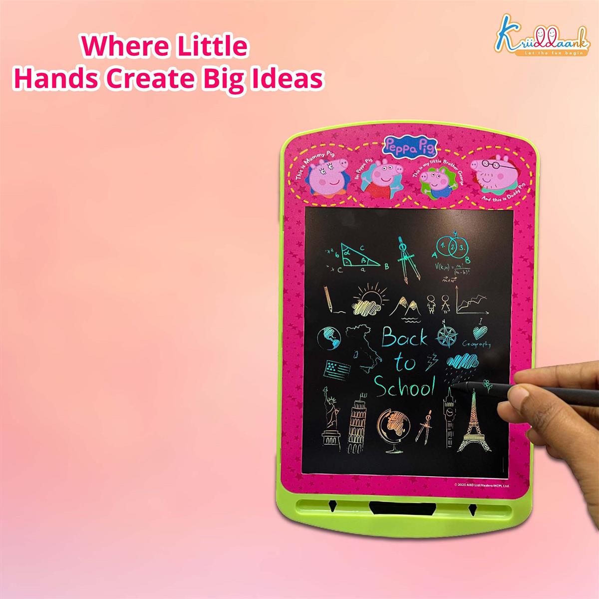 Kriiddaank Peppa Pig 10.5 Inch LCD Writing Tablet & Drawing Pad for Kids