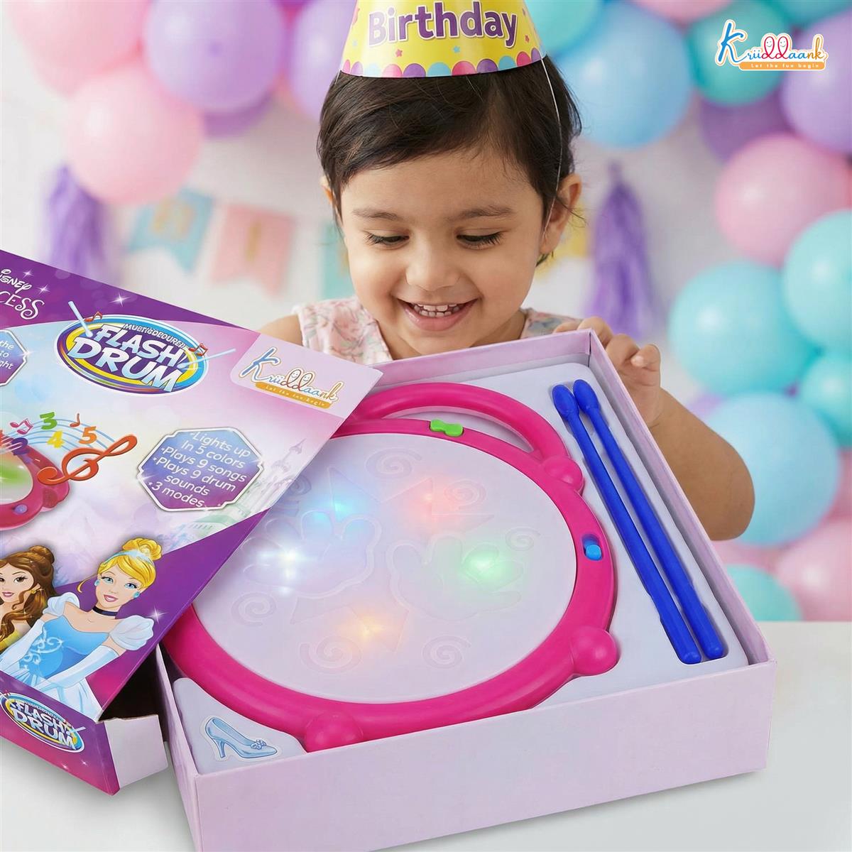 Kriiddaank Disney Princess Flash Drum Toy for Girls