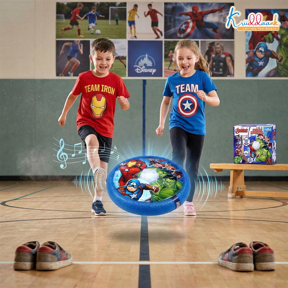 Kriiddank Marvel Avengers Hover Football Theme Air Power Soccer Ball with LED Lights & Foam Bumper