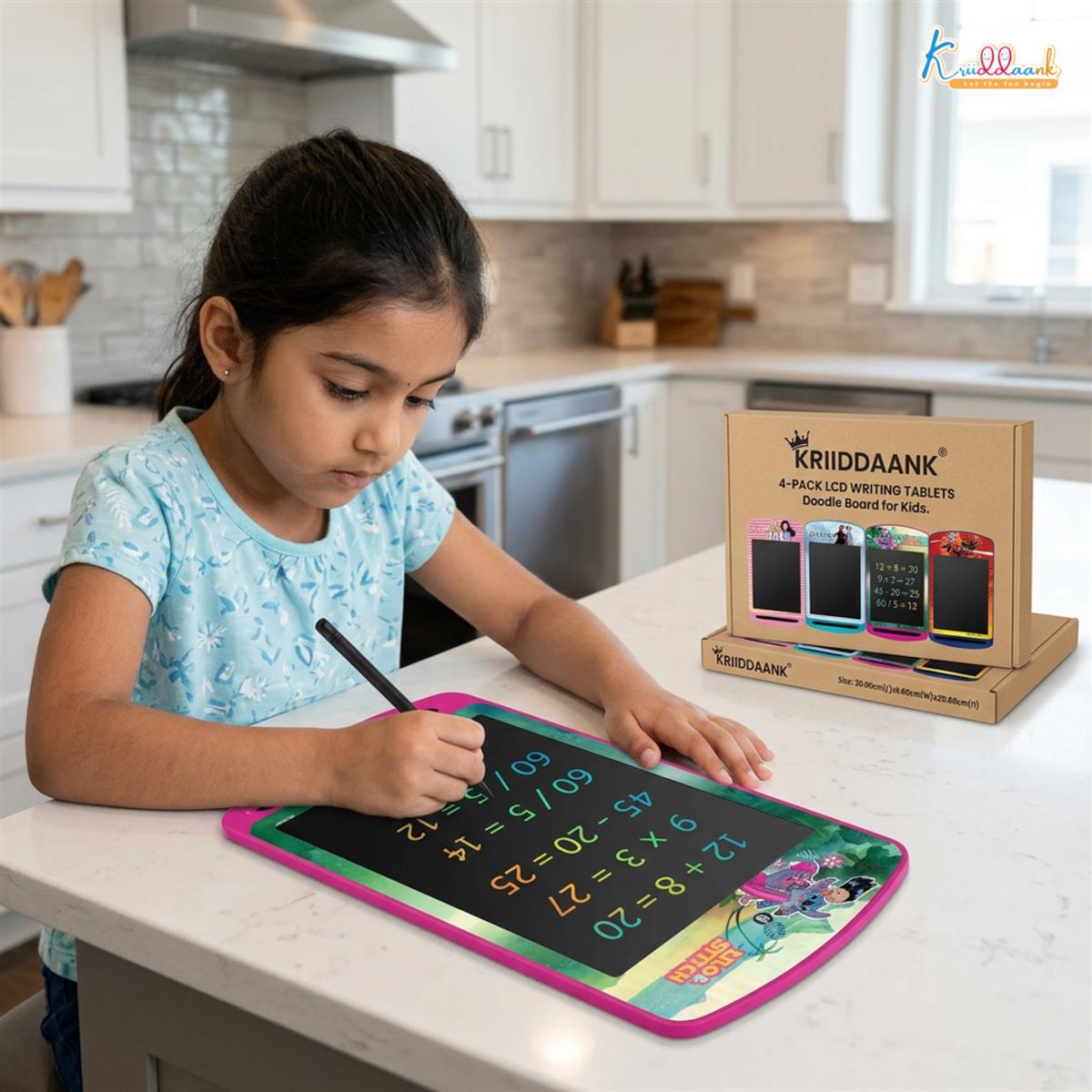 Kriiddaank Pack of 4 LCD Writing Tablet Multicolor