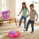 Kriiddaank Disney Princess Hover Football - Indoor Air Power Soccer Ball with LED Lights & Foam Bumper - Pink
