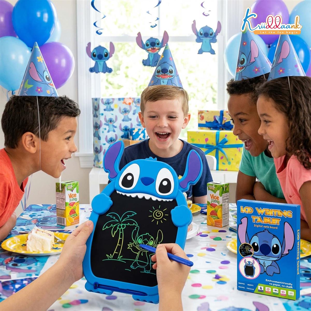 Kriiddaank Stitch LCD Writing Magic Tablet for Kids - 8.5 Inch Colorful Drawing Pad, Blue
