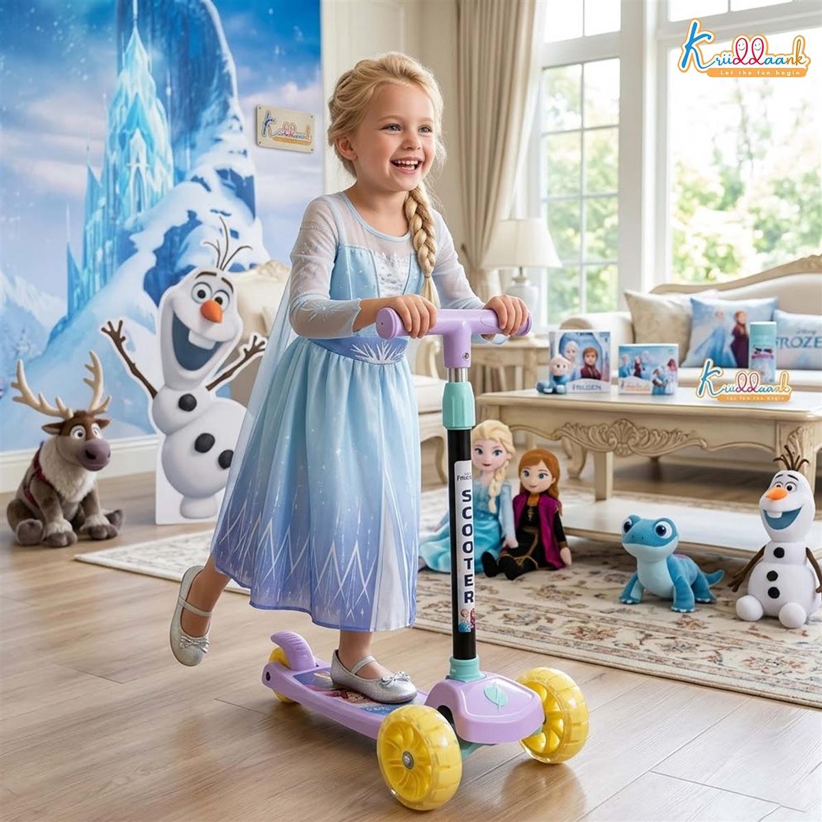 Kriiddaank Disney Frozen Adventure 3-Wheel Kick Scooter for Kids - 5-Level