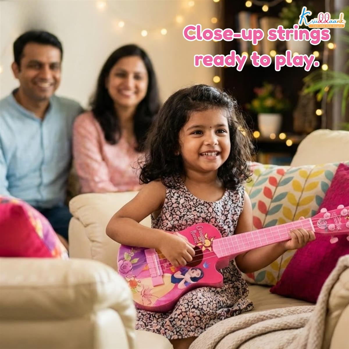 Kriiddaank Disney Princess Theme 4-String Toy Guitar for Girls