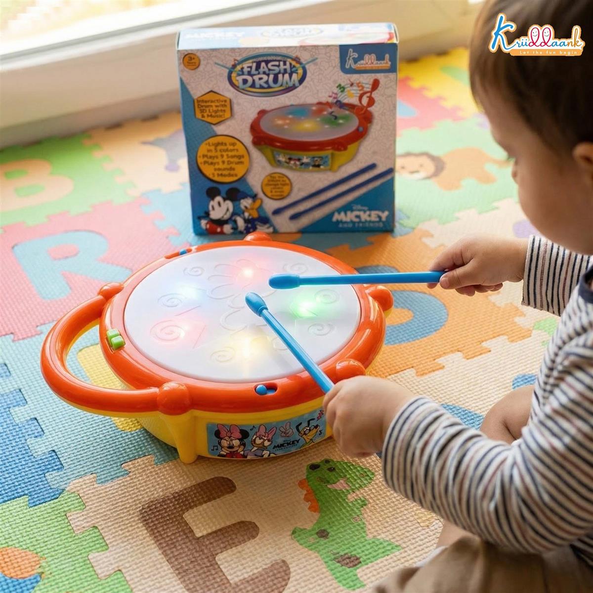Kriiddaank Disney Mickey Mouse Flash Drum Musical Toy for Kids