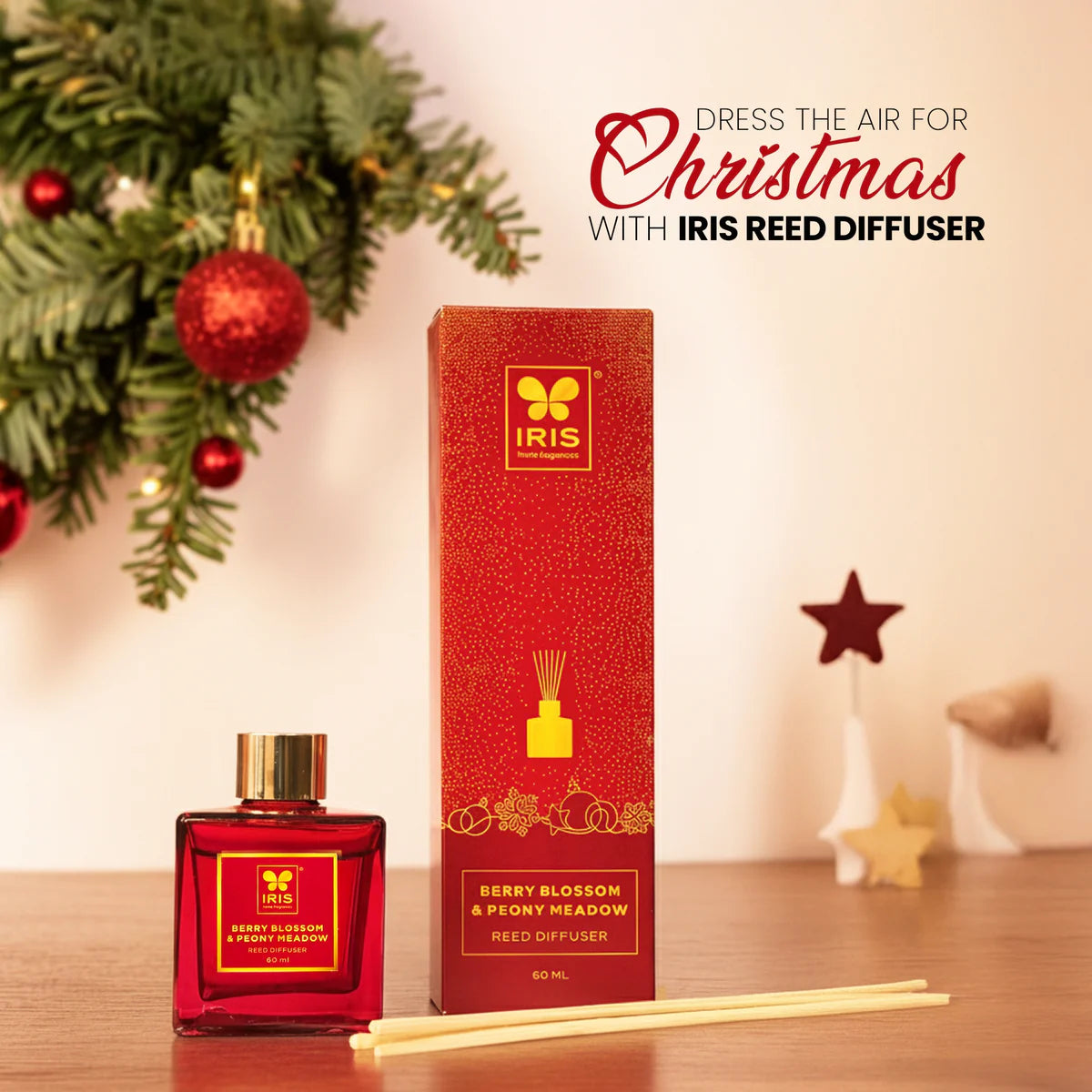 IRIS Reed Diffuser Set |Floral & Fruity Fragrance 60ml