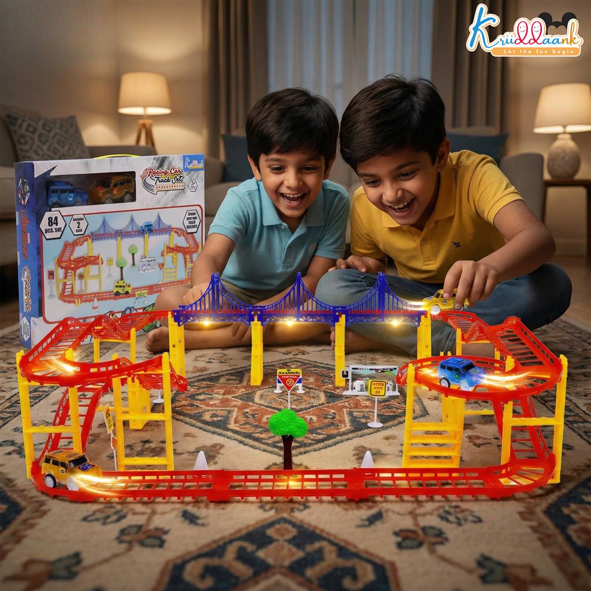Kriiddaank Avenger Theme Portable Car Track Playset - 86 Pcs