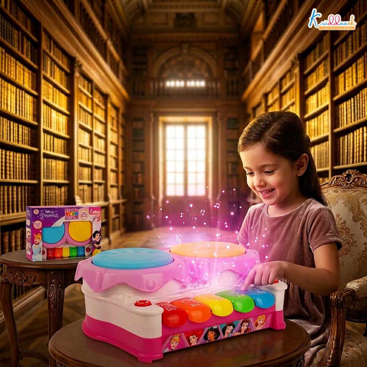 Kriiddaank Disney Princess Piano Drum Playset - Interactive Electronic Musical Toy