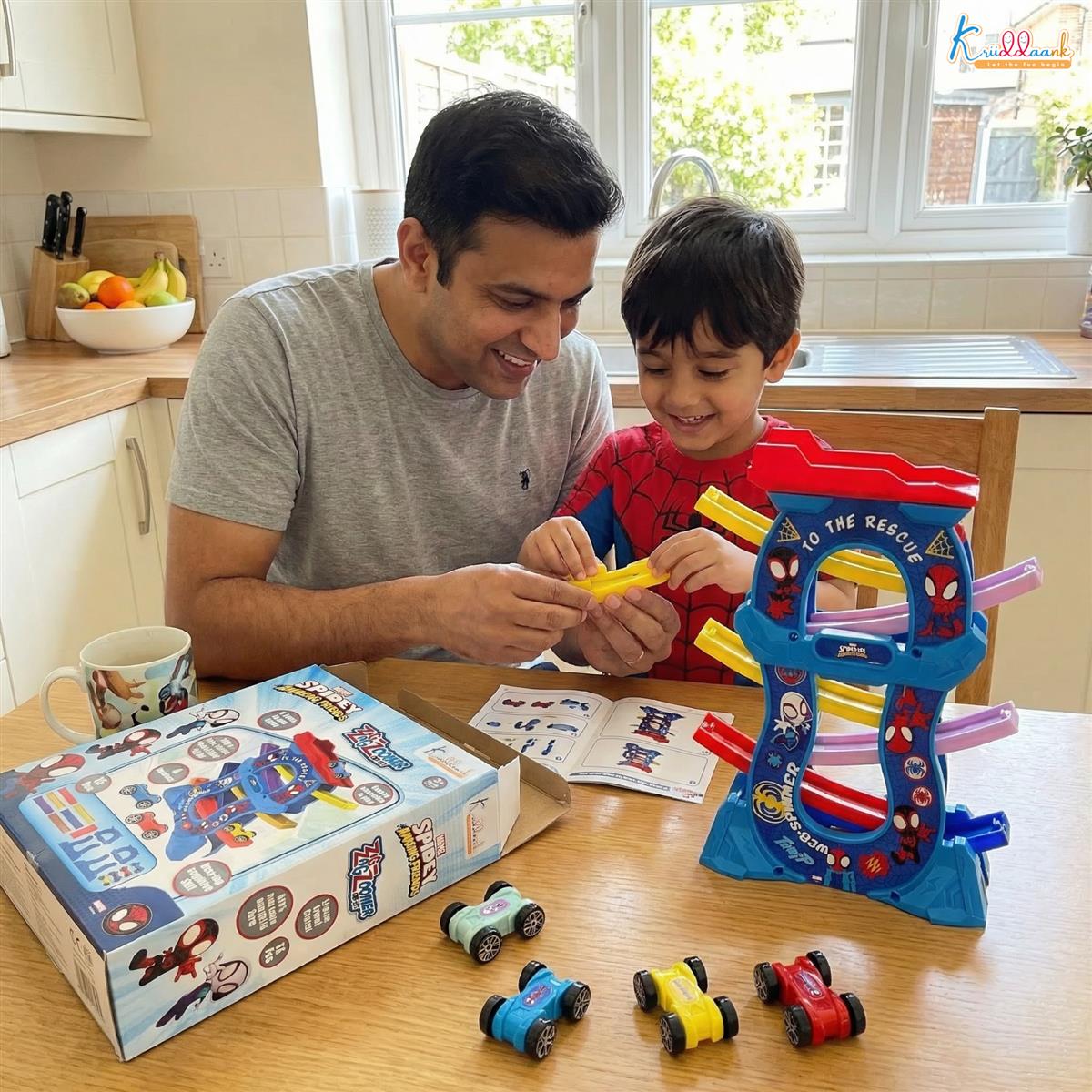 Kriiddaank Zig Zag Zoomer Spiderman Ramp Racer Car Set