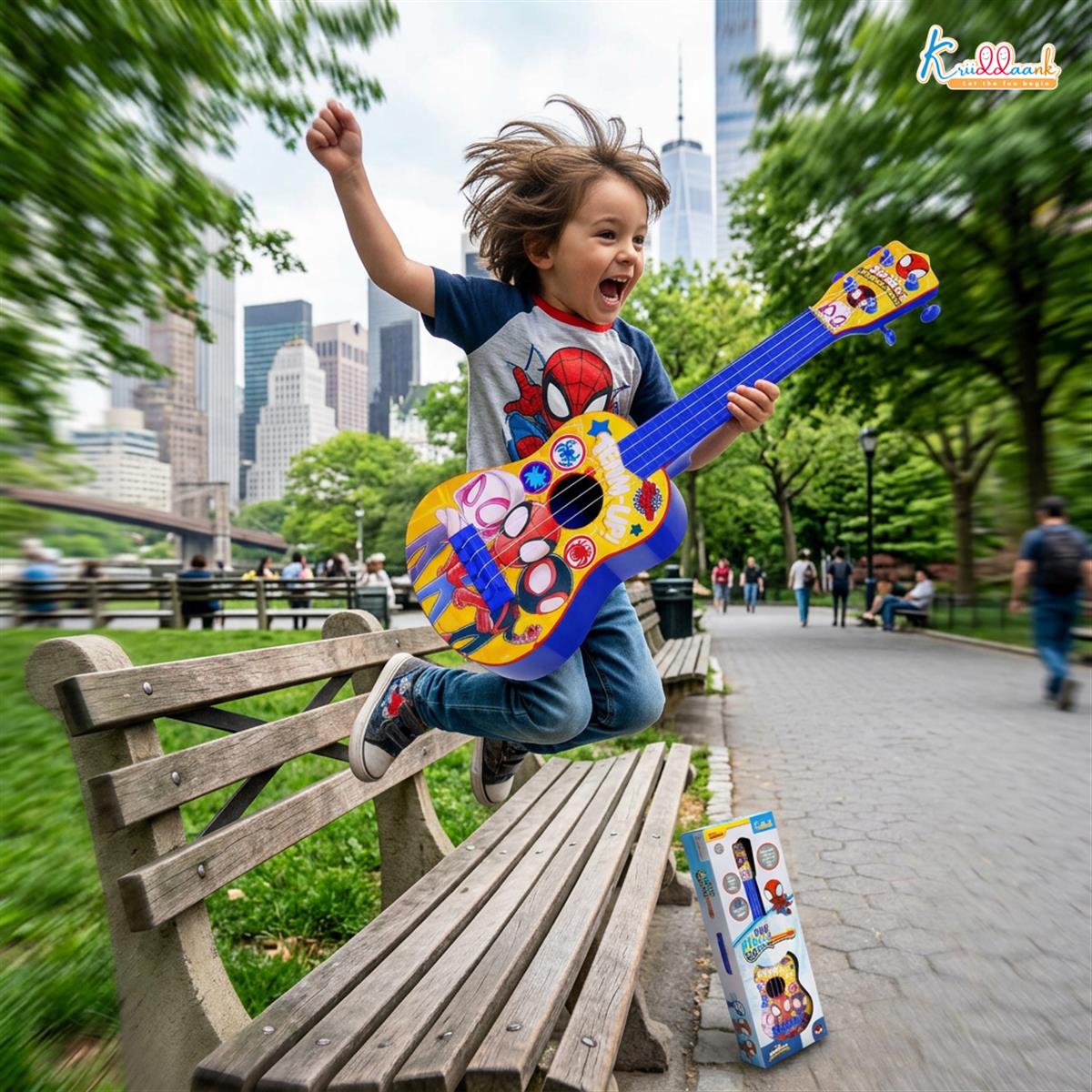 Kriiddaank Spiderman Big Toy Guitar for Kids - 4 Adjustable Strings