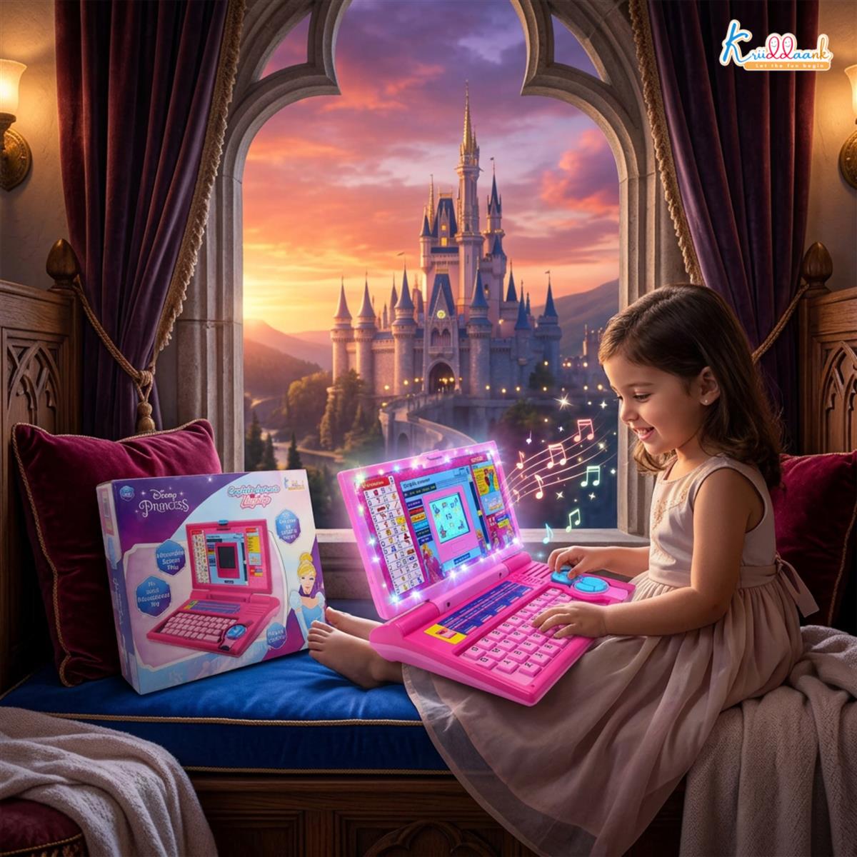 Kriiddaank Disney Princess Interactive English Learning Laptop for Toddlers