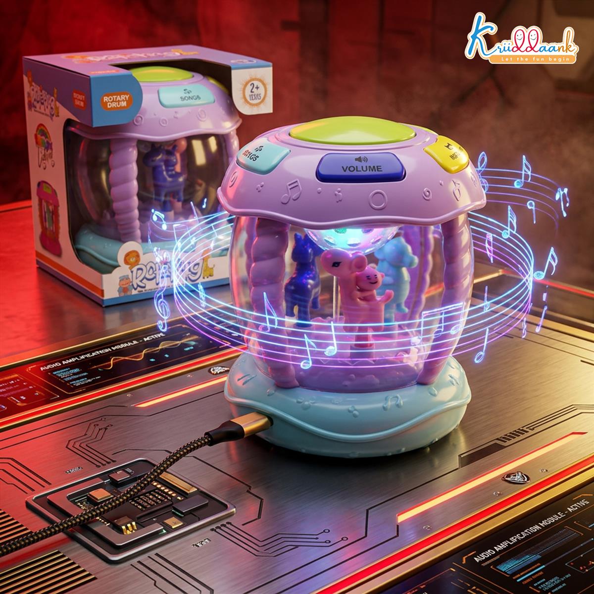 Kriiddaank Rotating Drum Musical Toy for Kids 3+ Years