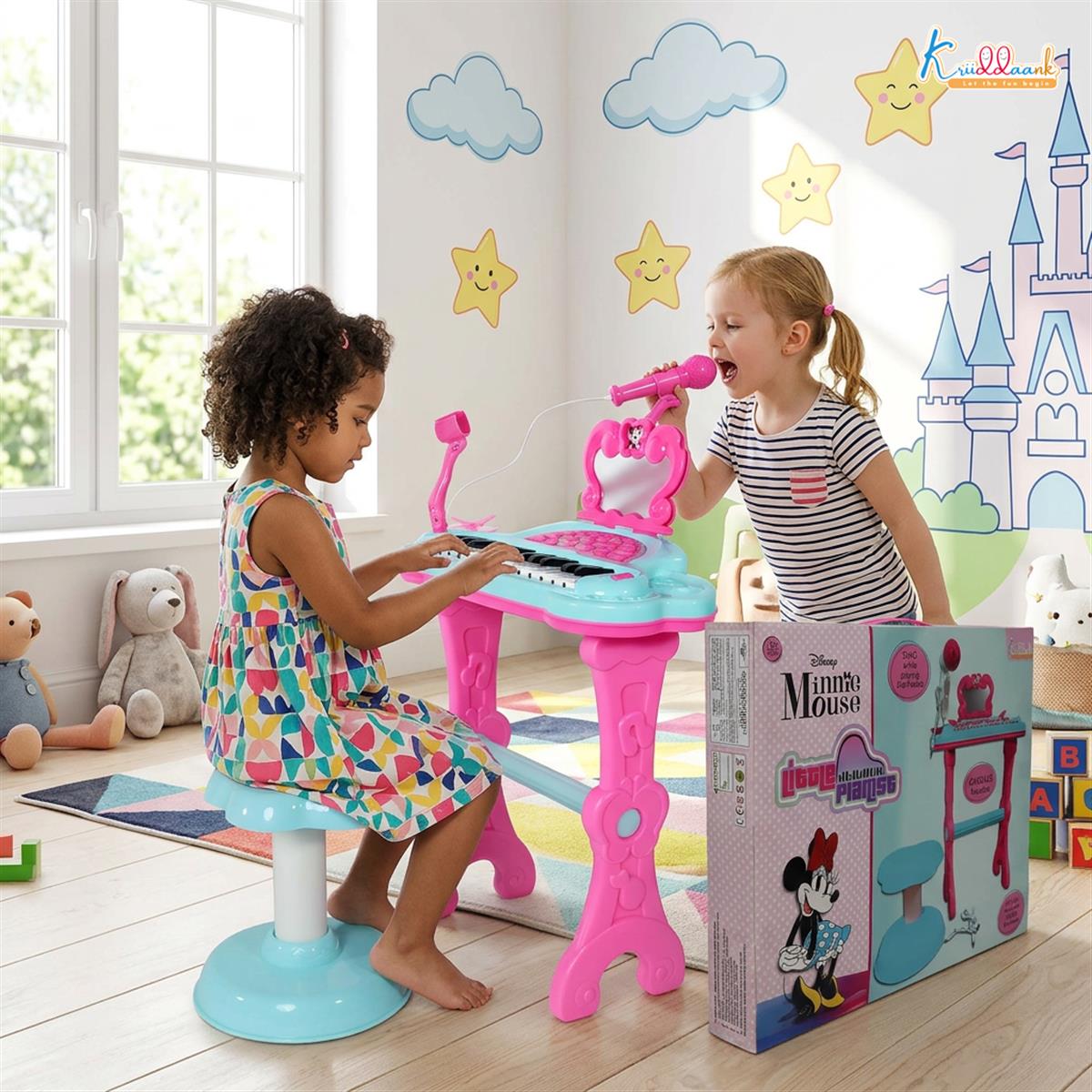 Kriiddaank Minnie Mouse Little Pianist Keyboard for Girls â€“ Musical Toy with Microphone, Stool & Dress