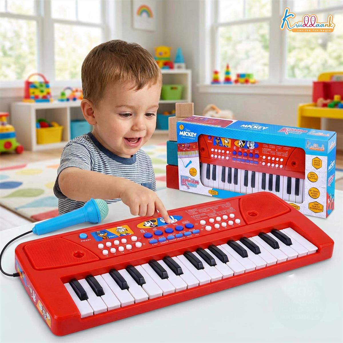 Kriiddaank Mickey 37-Key Keyboard Piano for Kids with Microphone