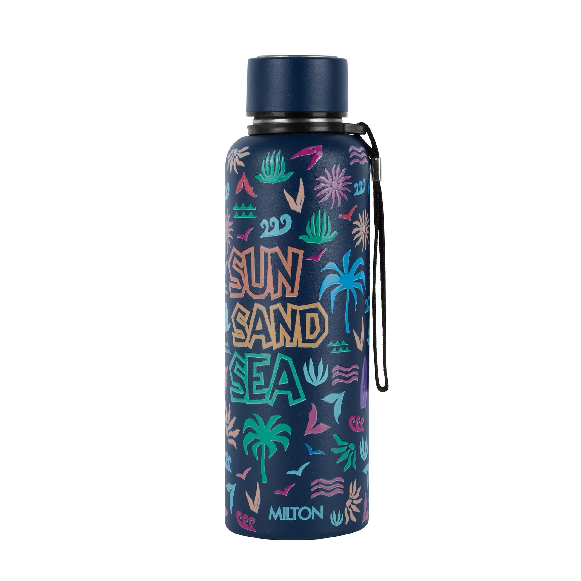 Milton Sun Sand Sea 3D UV Printed Aura Thermosteel Bottle Dark Blue 650ML