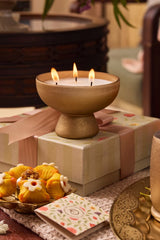 Doft  Golden Hour - Footed Bowl Candle | Gold | Amber Royale