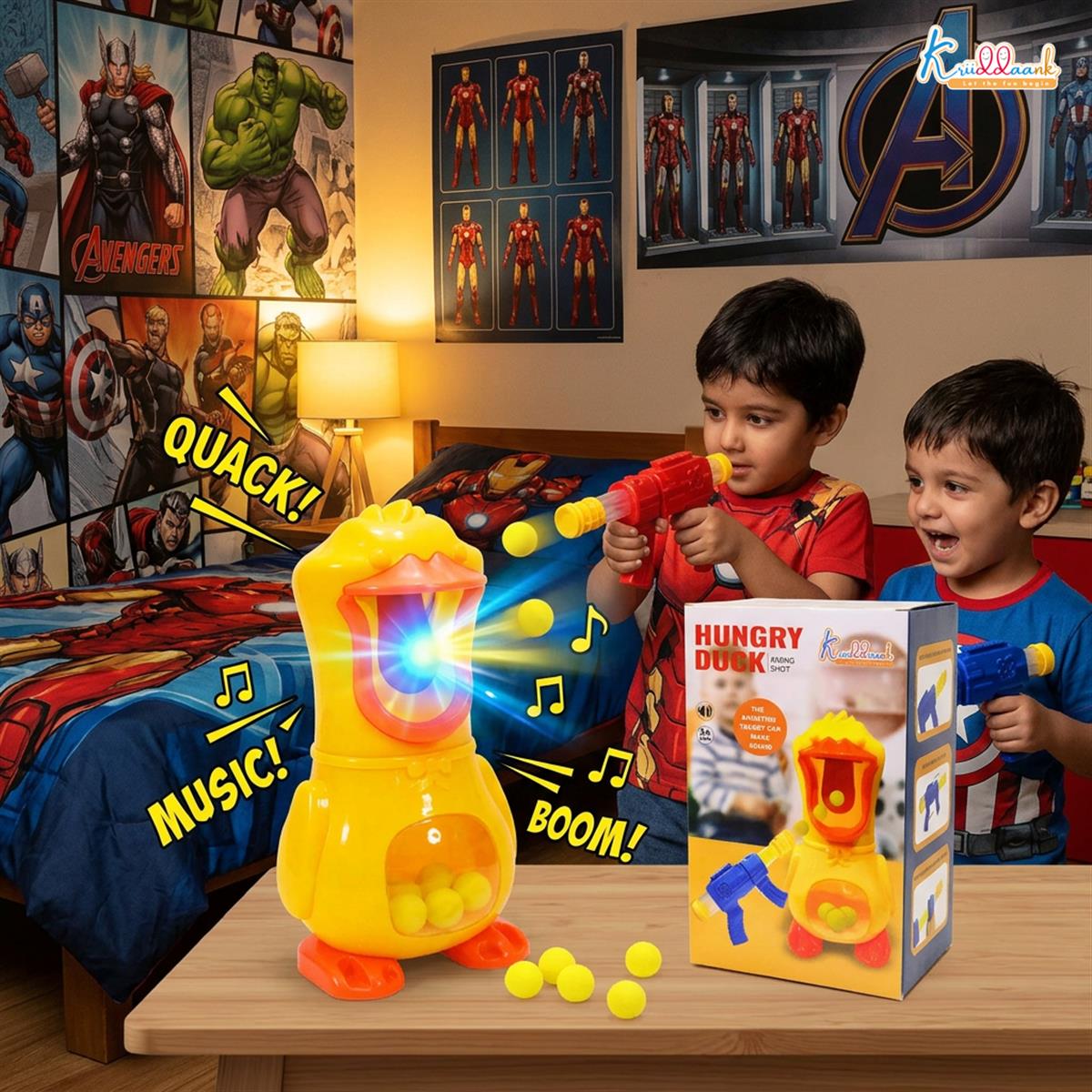 kriiddaank Superhero Theme Hover Football for Kids - Safe Indoor Air Power Soccer Ball with Foam Bumpers & LED Lights