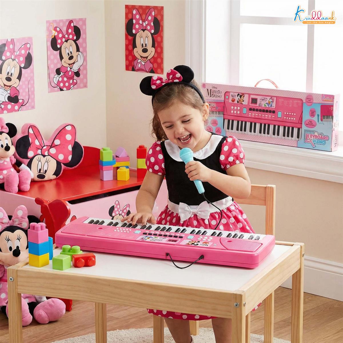 Kriiddaank Disney Minnie Mouse 61-Key Keyboard Piano for Kids