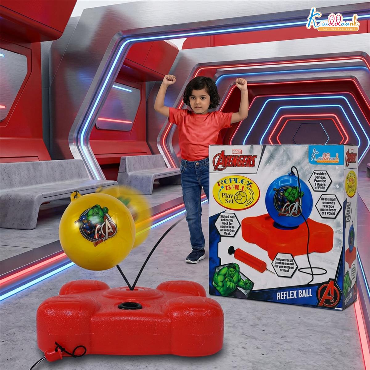kriiddaank Marvel Avengers Reflex Soccer Ball - Solo Training Kit for Kids