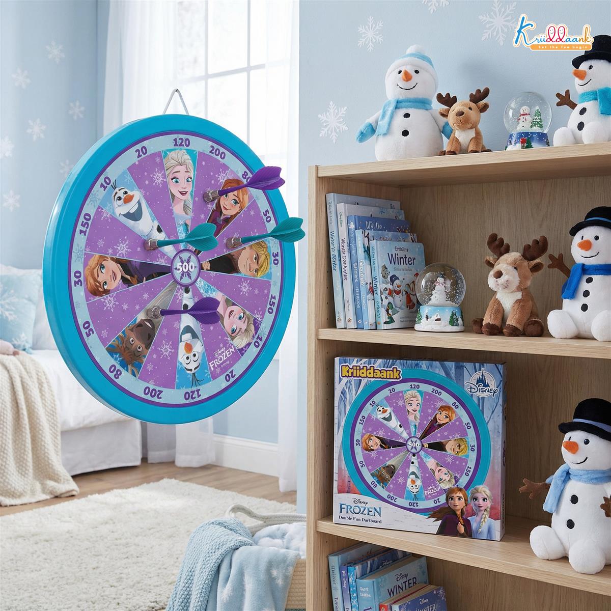 Kriiddaank Frozen 2-in-1 Double Fun Dartboard & Ludo Game for Kids - Safe Indoor Wall Target Shooting Game,