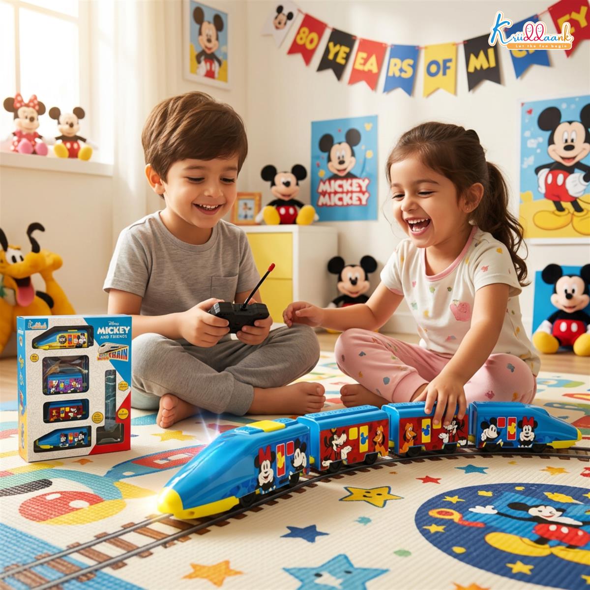 Kriiddaank Mickey Theme Remote Control Train Toy for Kids