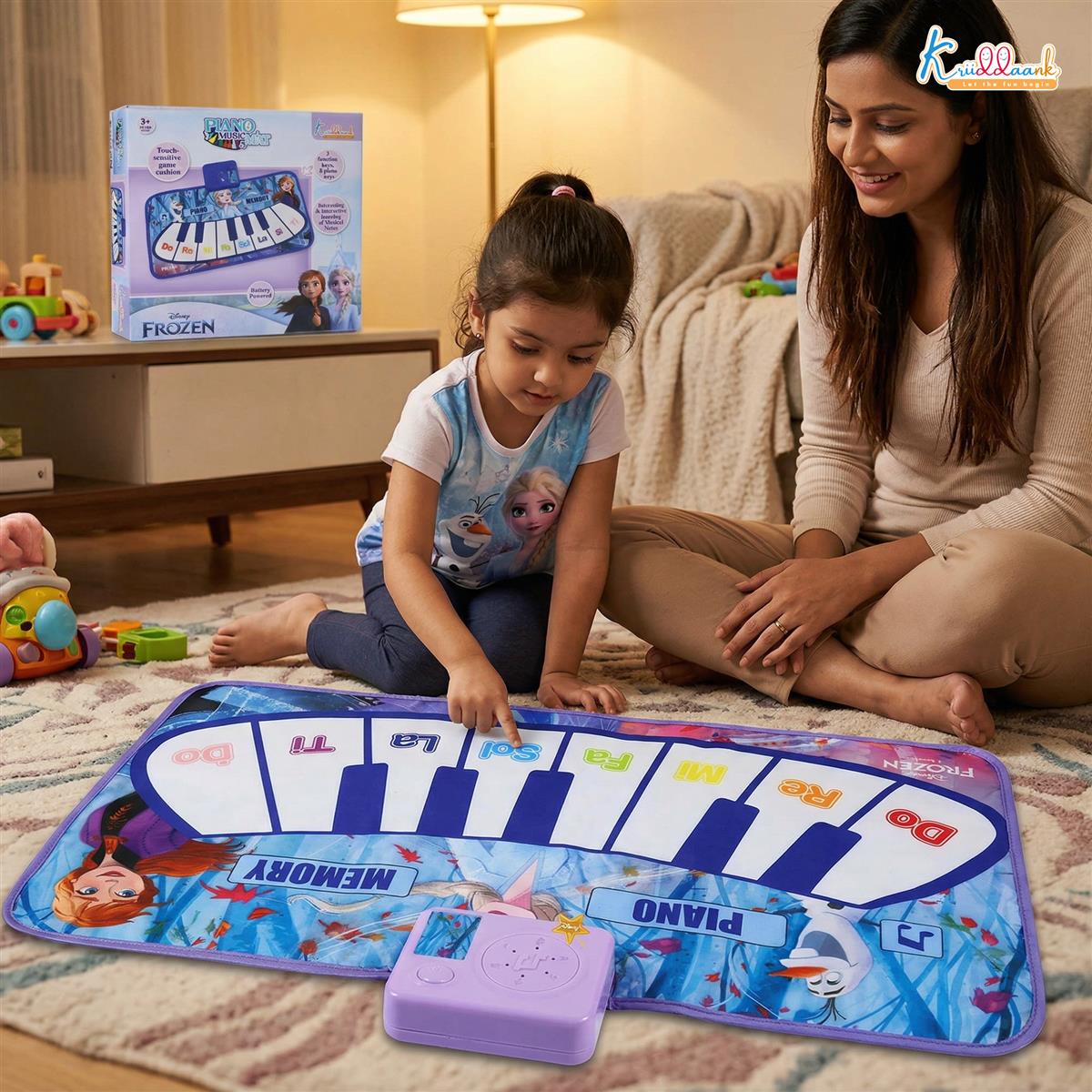 Kriiddaank Frozen Theme Piano Music Mat - Step-On Floor Piano with Elsa & Anna,