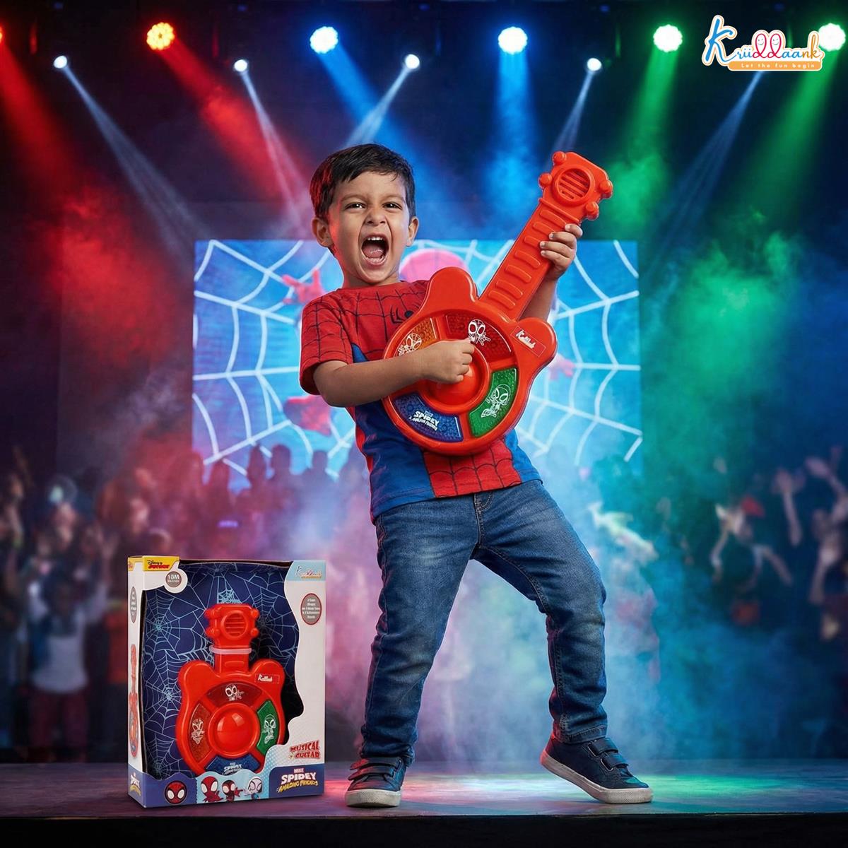 Kriiddaank Spiderman Theme Mini Guitar Music Set for Kids Red