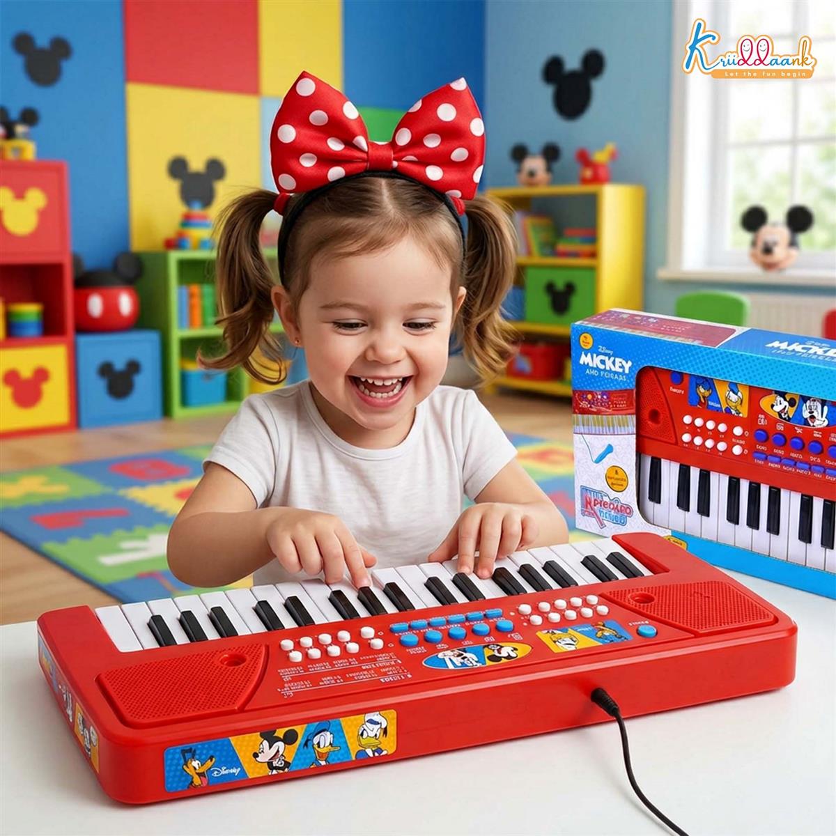 Kriiddaank Mickey 37-Key Keyboard Piano for Kids with Microphone