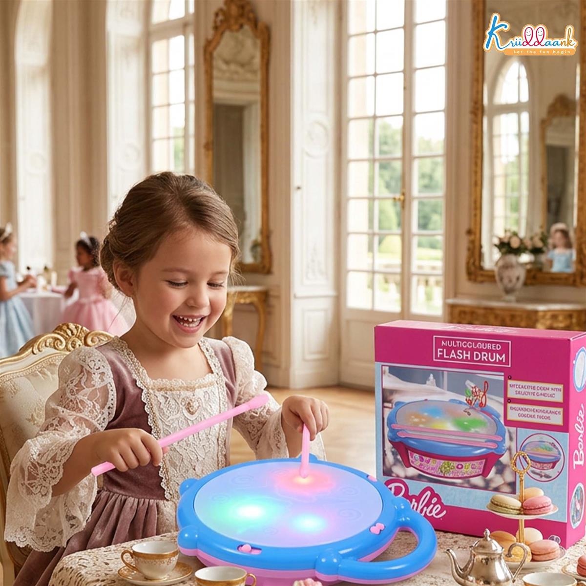 Kriiddaank Barbie Electronic Flash Drum with 3D Rhythm Lights & Music