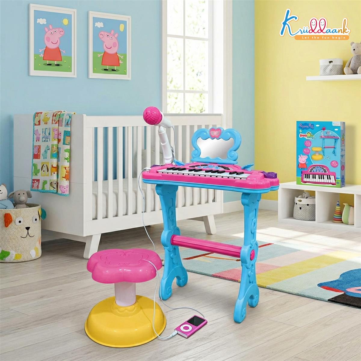 Kriiddaank Hasbro Peppa Pig Little Pianist Keyboard with Microphone & Stool