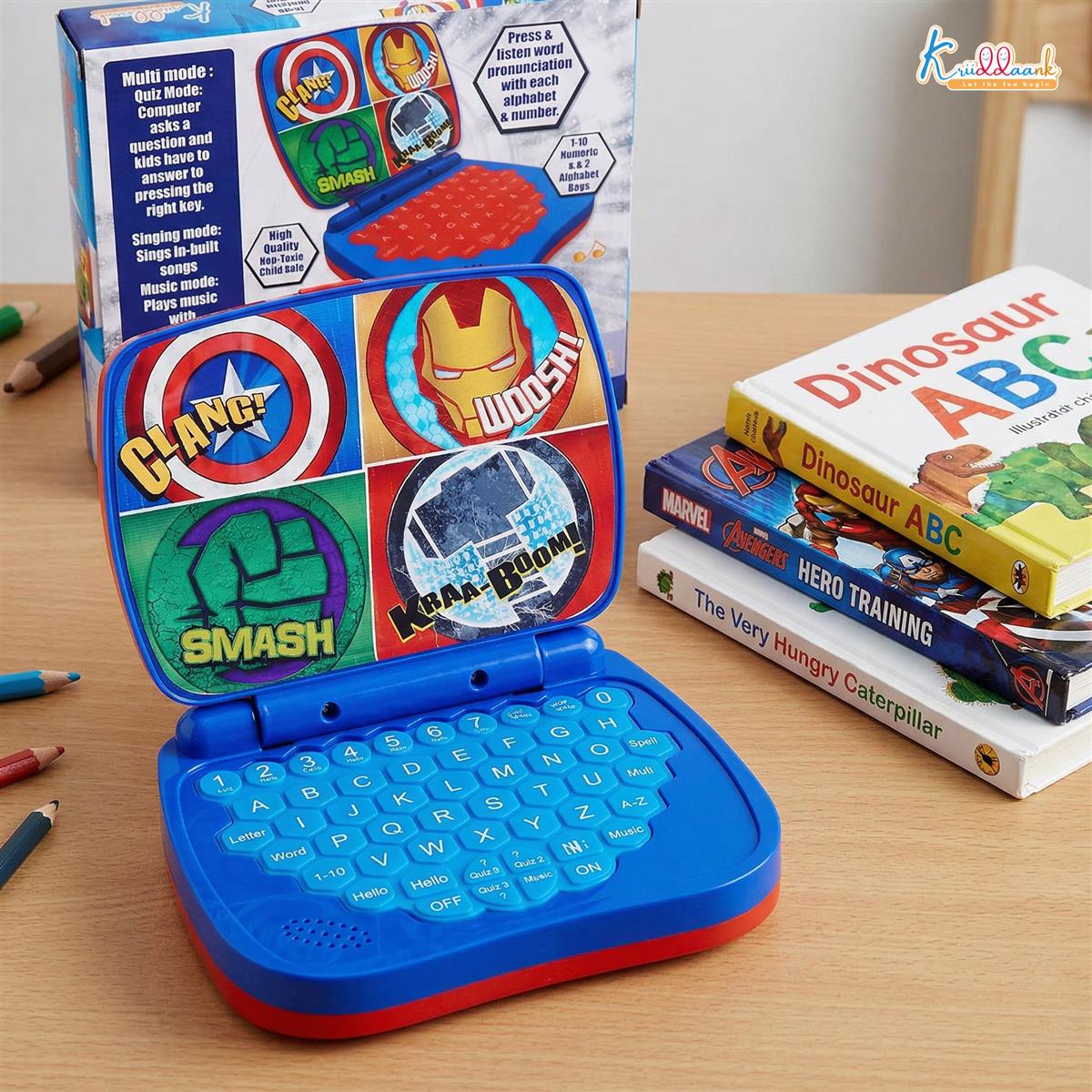 Kriiddaank Avengers Theme Educational Laptop Without Screen for Kids