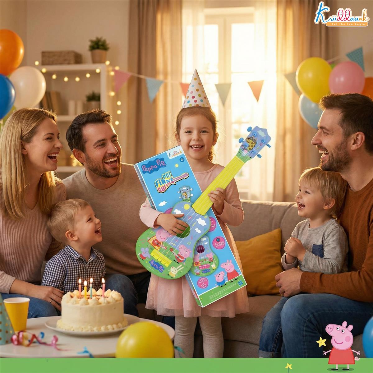 Kriiddaank Hasbro Peppa Pig Theme Big Guitar for Kids