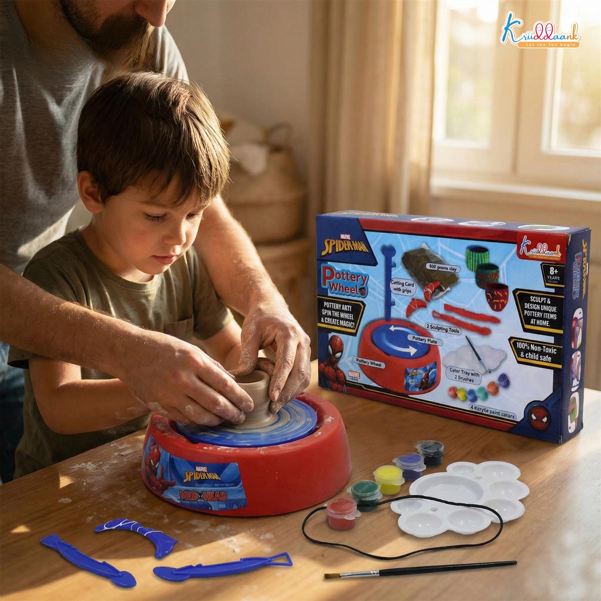 Kriiddaank Spiderman Pottery Wheel Modeling Set for Kids