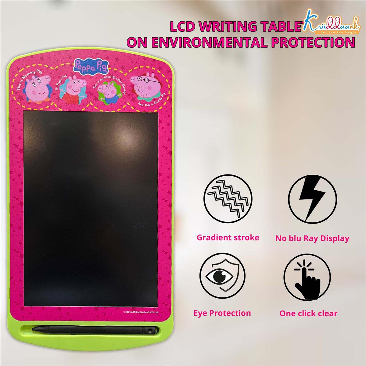 Kriiddaank Peppa Pig 10.5 Inch LCD Writing Tablet & Drawing Pad for Kids