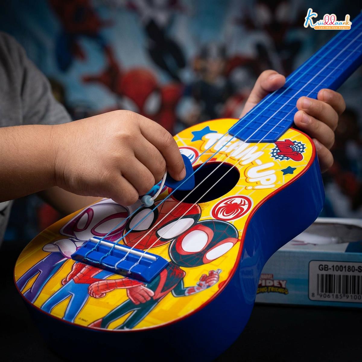 Kriiddaank Spiderman Big Toy Guitar for Kids - 4 Adjustable Strings