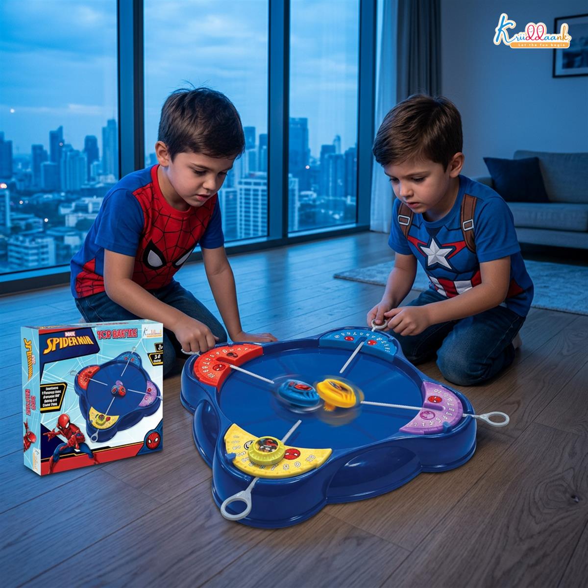 Kriiddaank Spiderman-Inspired Spinning Top Set - 5-Piece Battling Toy for Kids 5+